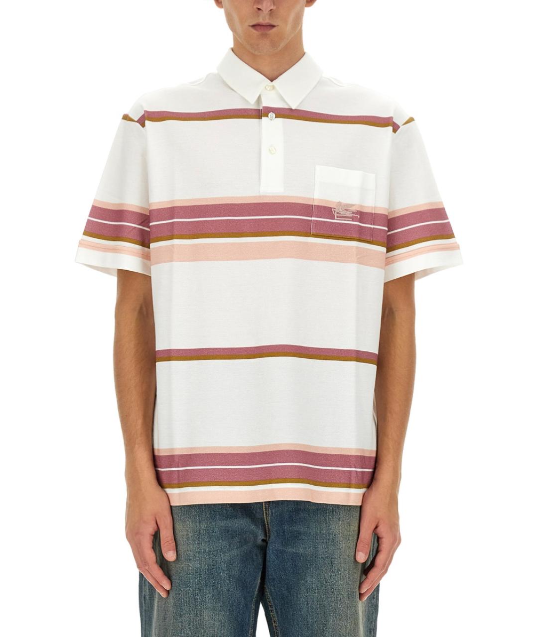 ETRO Белое хлопковое поло с коротким рукавом, фото 2