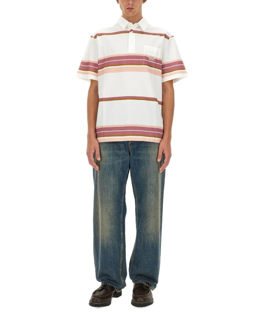 ETRO Белое хлопковое поло с коротким рукавом, фото 3