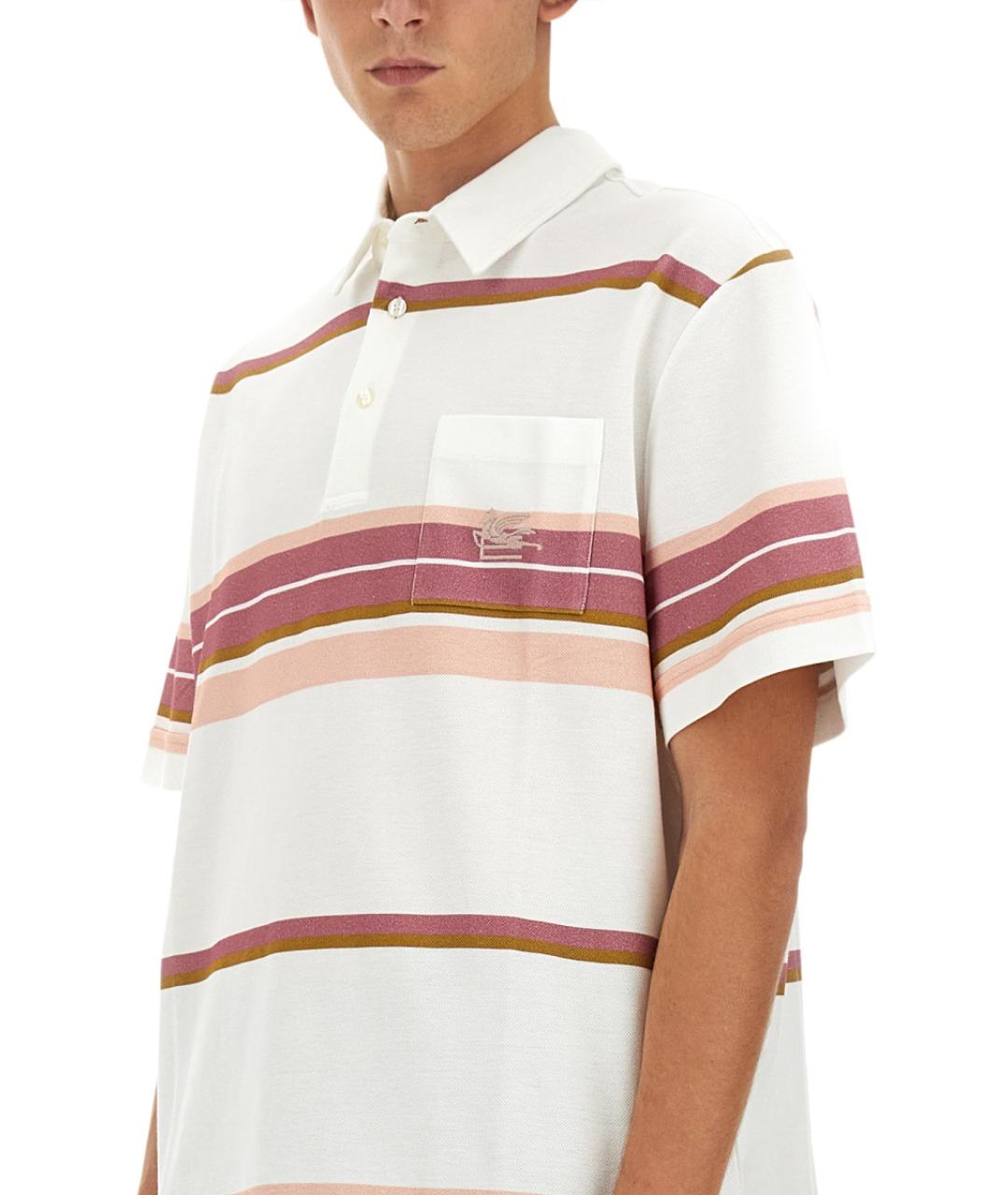 ETRO Белое хлопковое поло с коротким рукавом, фото 5