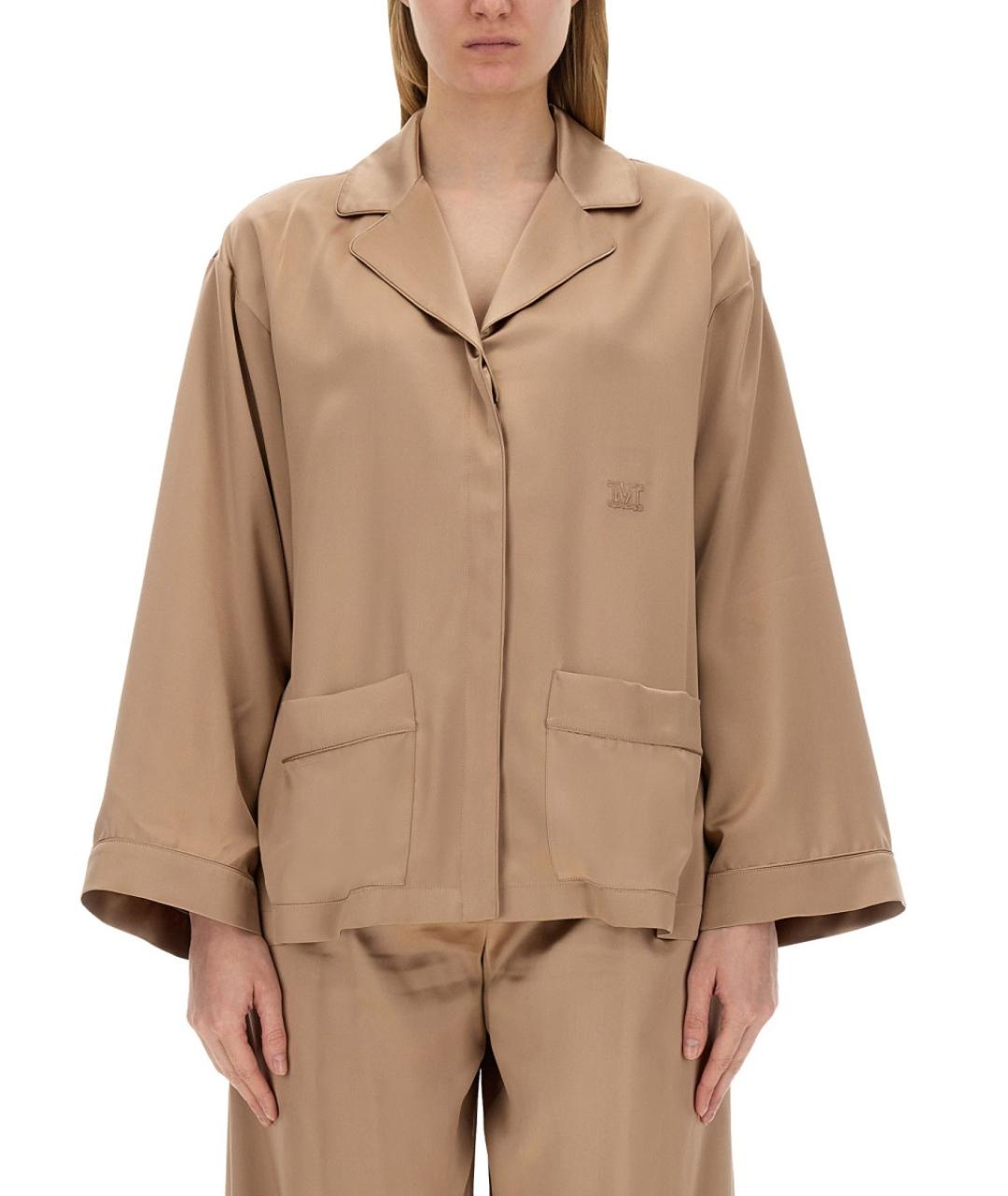 MAX MARA Бежевая шелковая рубашка, фото 2