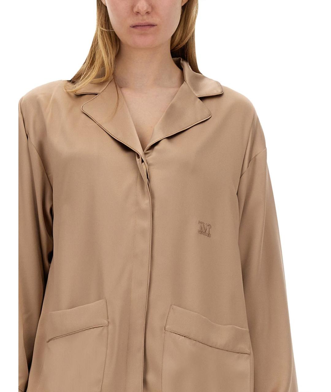 MAX MARA Бежевая шелковая рубашка, фото 5