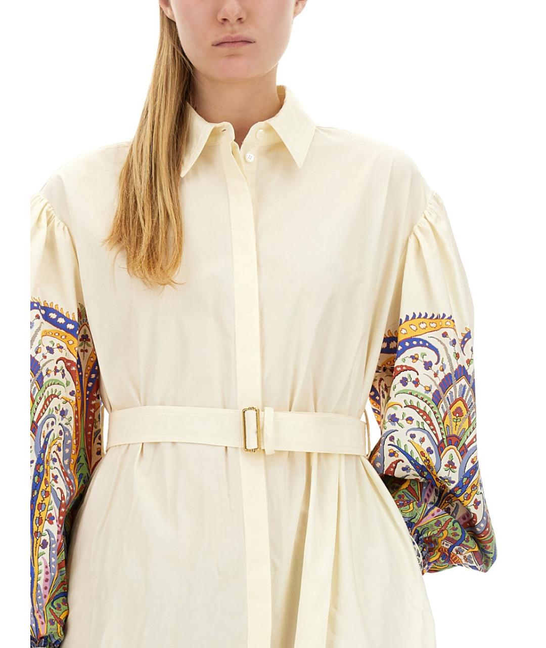 ETRO Белое хлопковое повседневное платье, фото 5