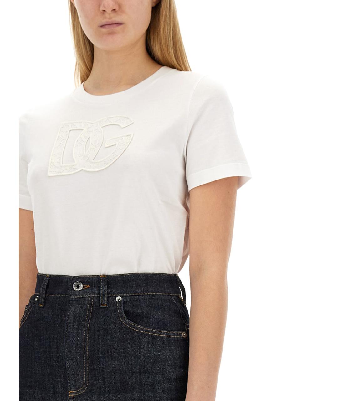 DOLCE&GABBANA Белая хлопковая футболка, фото 4