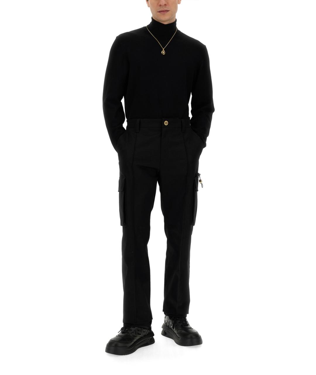 VERSACE Черные хлопковые повседневные брюки, фото 3