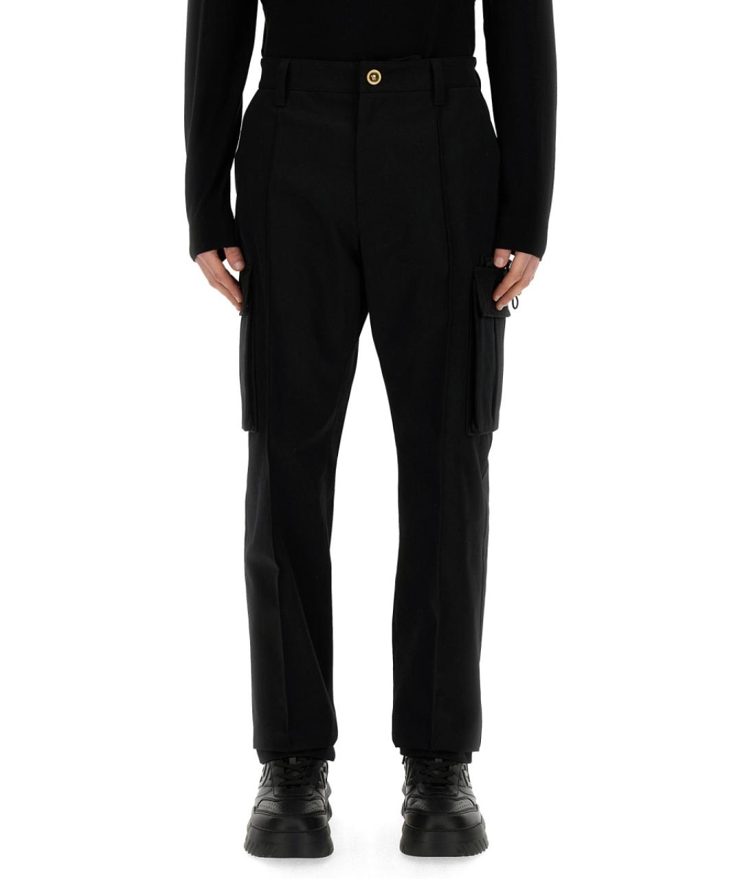 VERSACE Черные хлопковые повседневные брюки, фото 2
