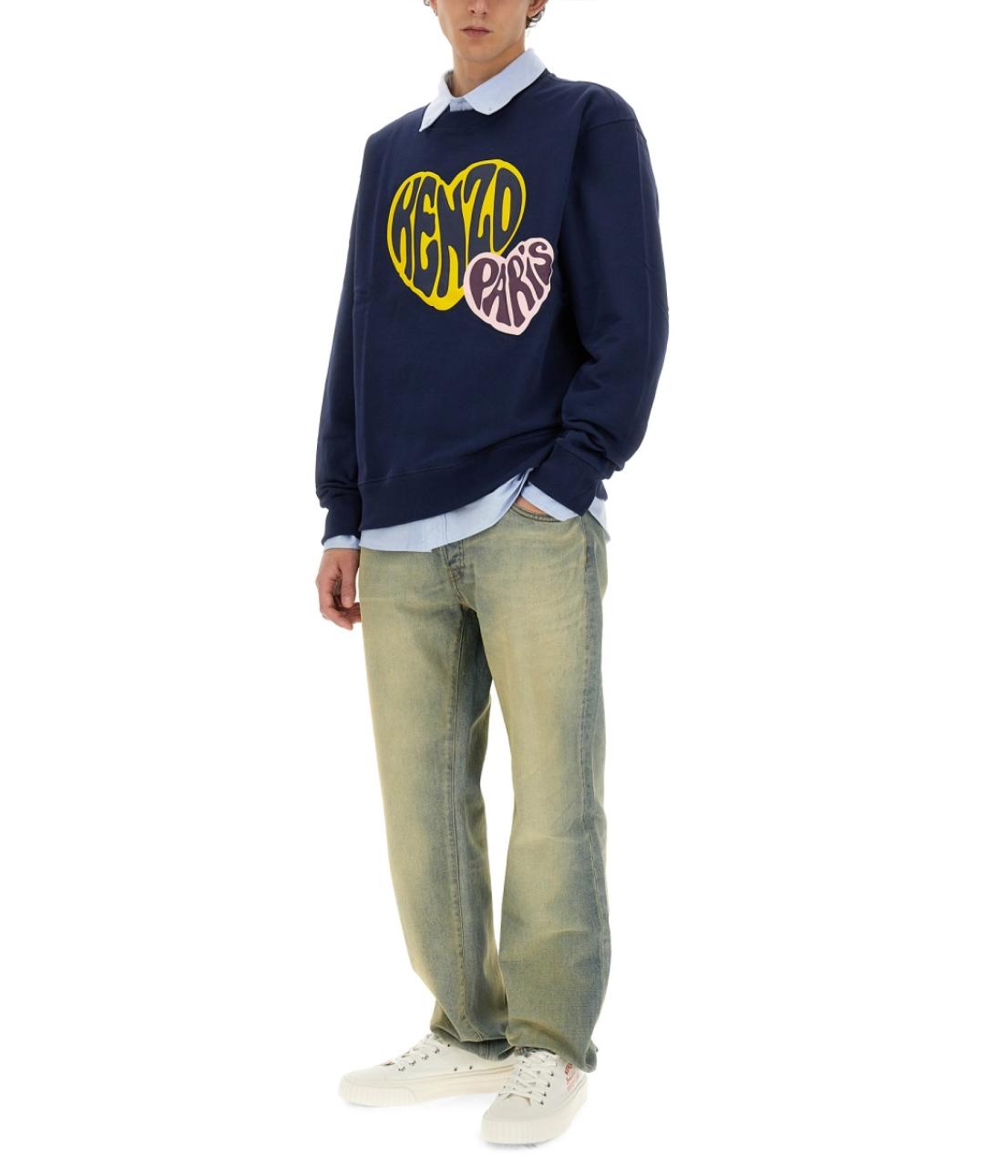 KENZO Синие хлопковые прямые джинсы, фото 3