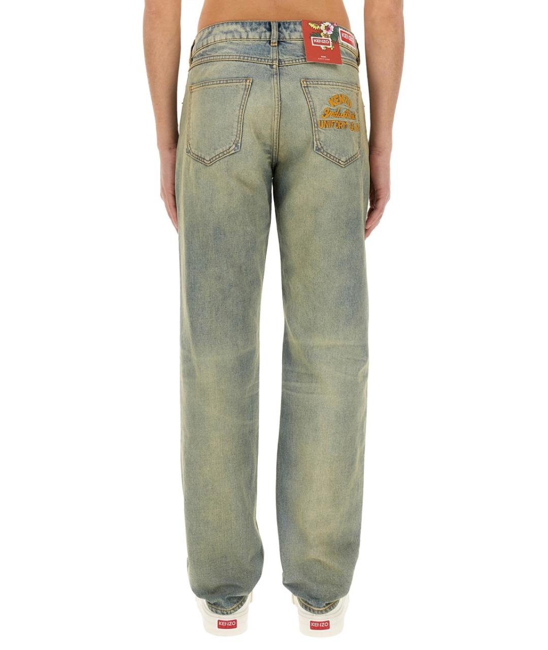 KENZO Синие хлопковые прямые джинсы, фото 4
