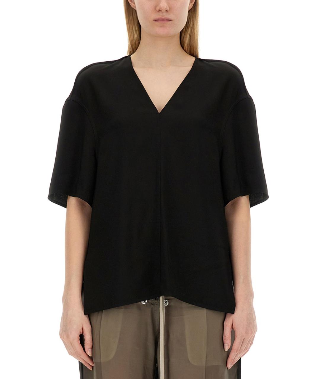 RICK OWENS Черная вискозная футболка, фото 2