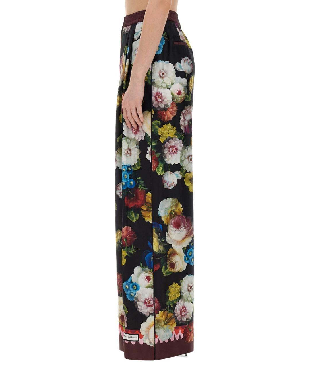 DOLCE&GABBANA Мульти шелковые прямые брюки, фото 4