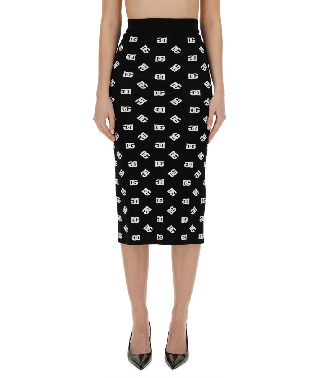 DOLCE&GABBANA Черная полиэстеровая юбка миди, фото 2