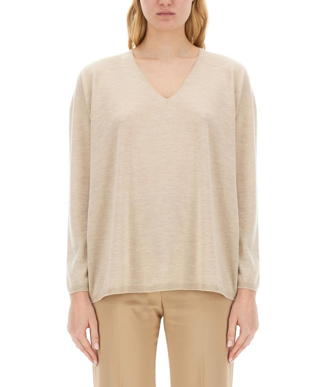 MAX MARA Бежевый кашемировый джемпер / свитер, фото 2