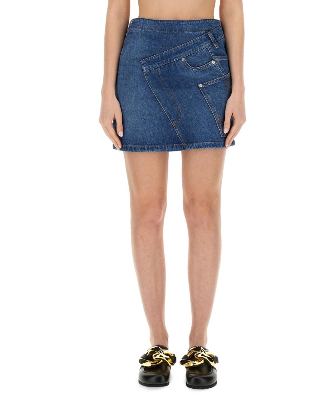 J.W.ANDERSON Синяя хлопковая юбка мини, фото 4