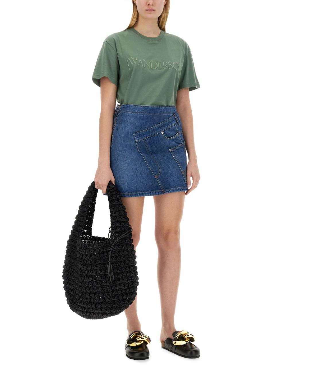 J.W.ANDERSON Синяя хлопковая юбка мини, фото 2