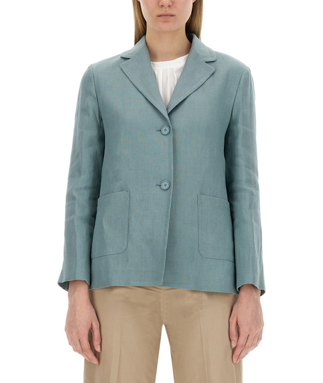 'S MAX MARA Голубой льняной жакет/пиджак, фото 2