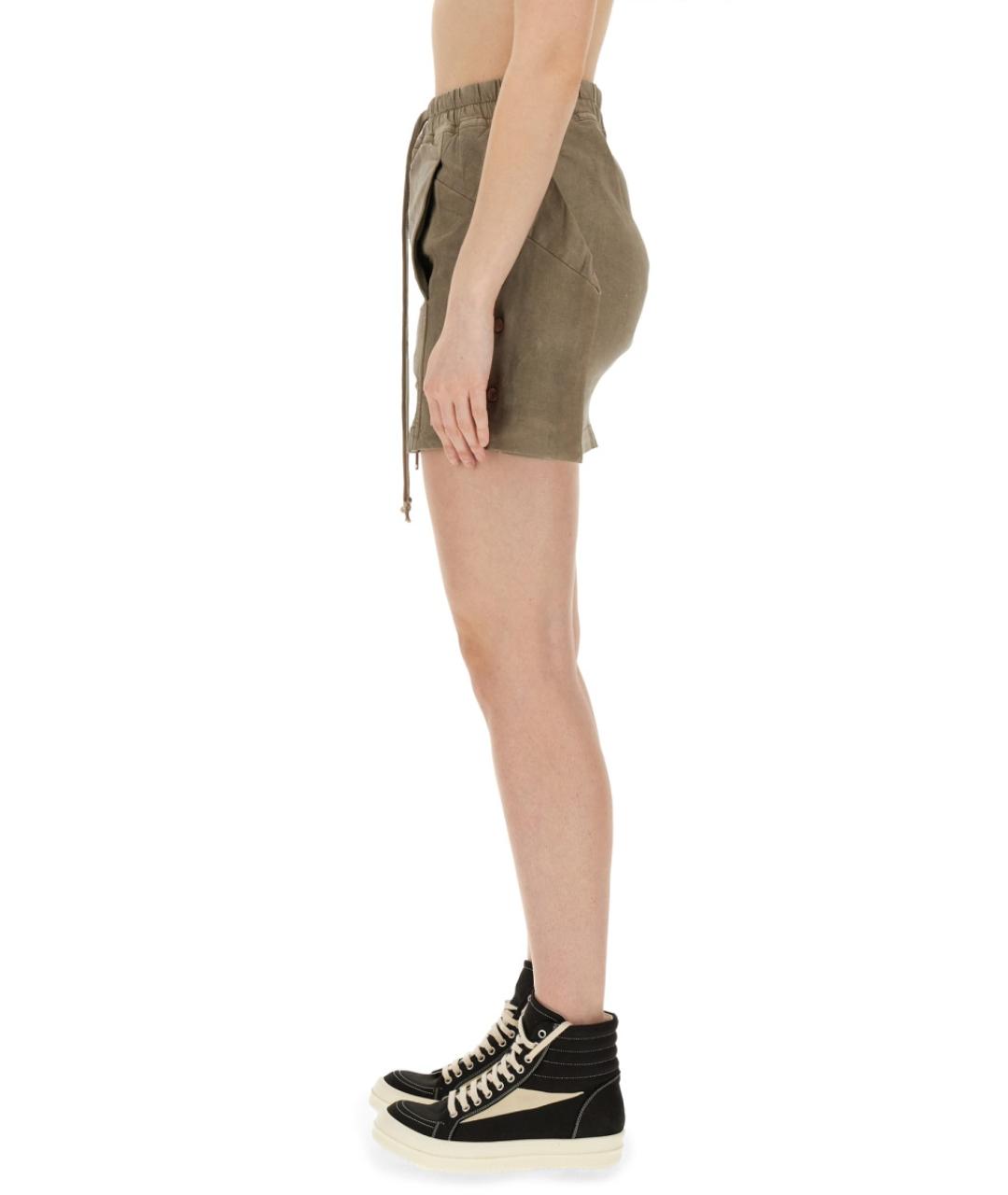 RICK OWENS DRKSHDW Хаки хлопковая юбка мини, фото 3
