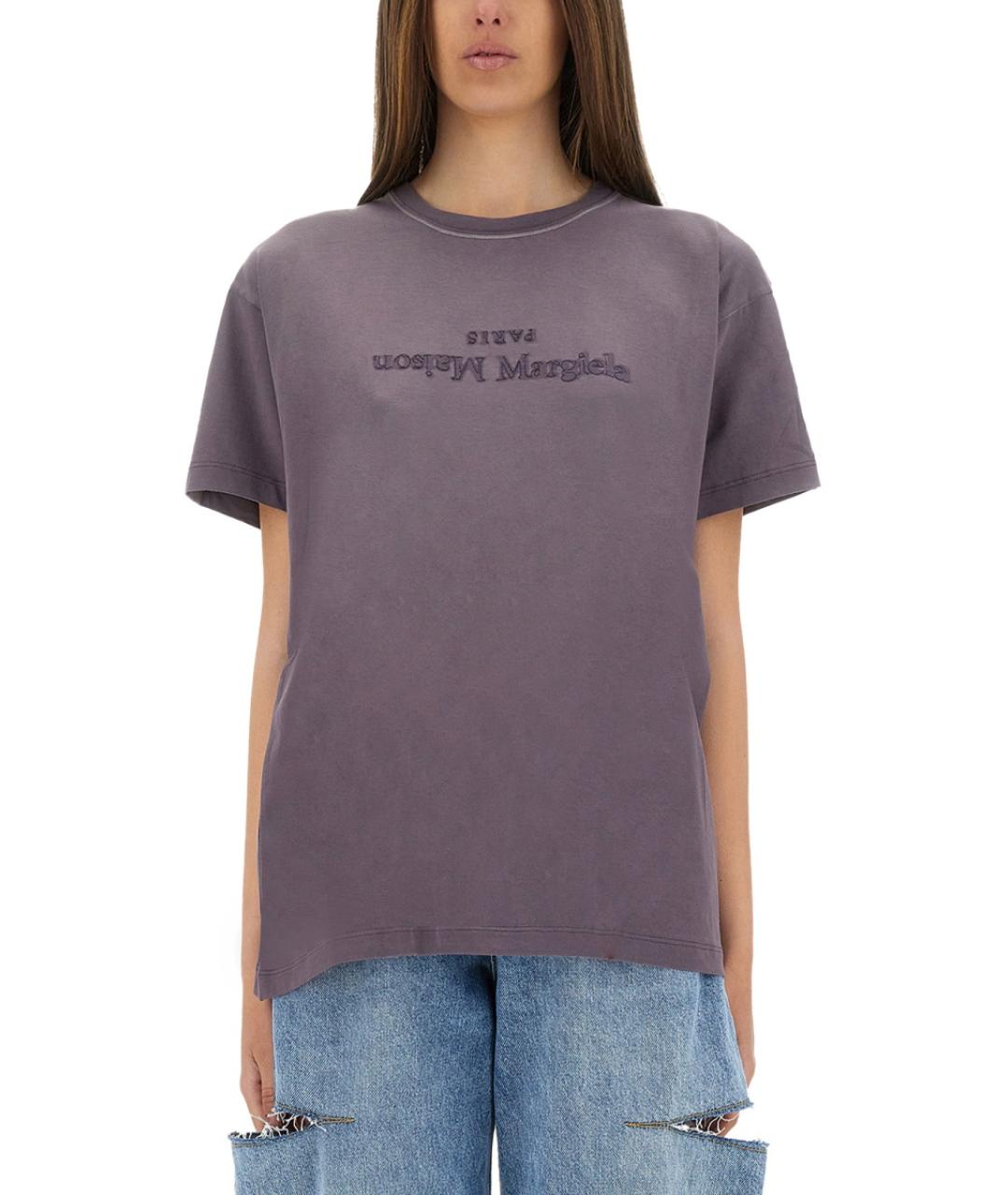 MAISON MARGIELA Фиолетовая хлопковая футболка, фото 2