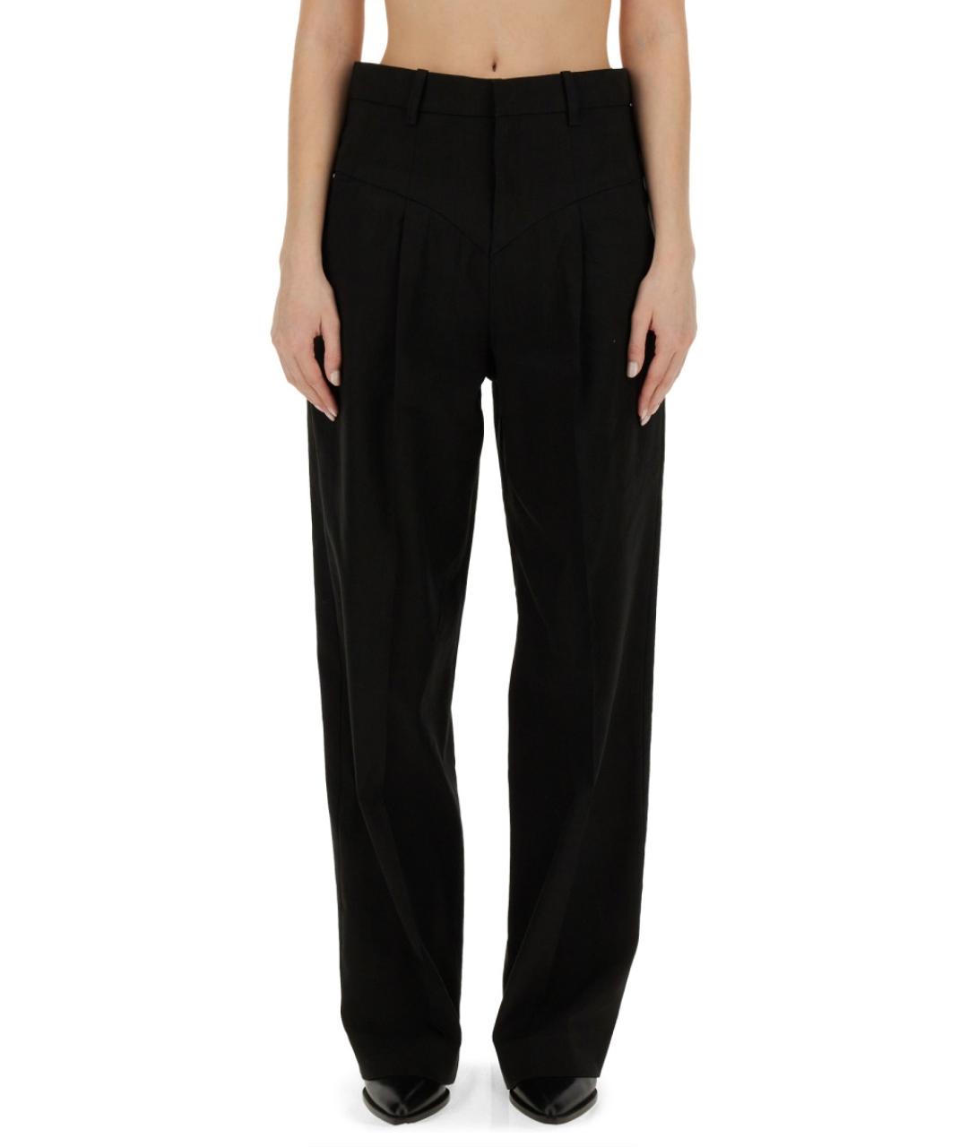 ISABEL MARANT Черные хлопковые прямые брюки, фото 2