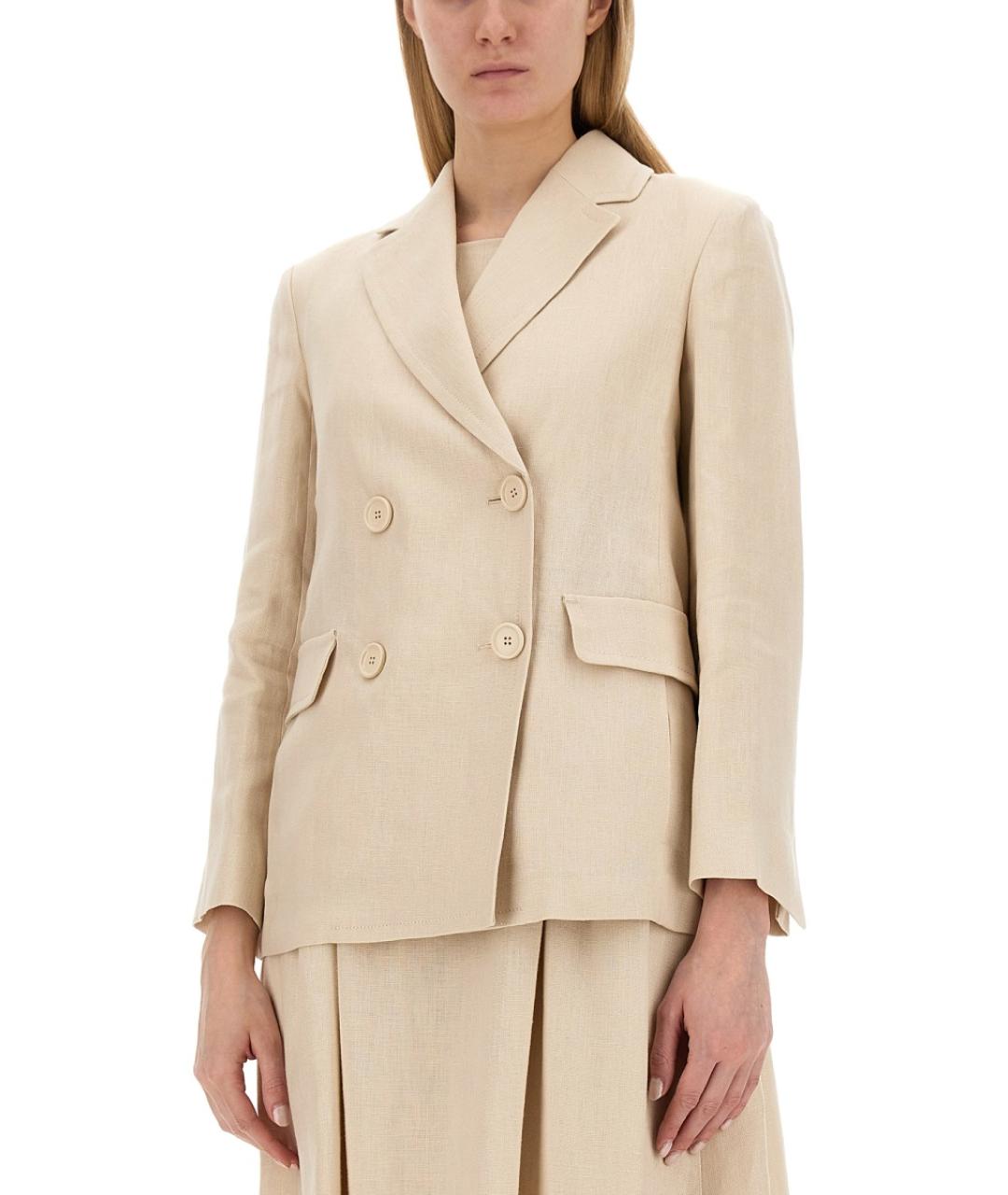 'S MAX MARA Бежевый льняной жакет/пиджак, фото 5