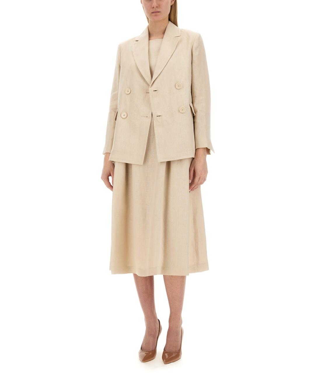 'S MAX MARA Бежевый льняной жакет/пиджак, фото 3