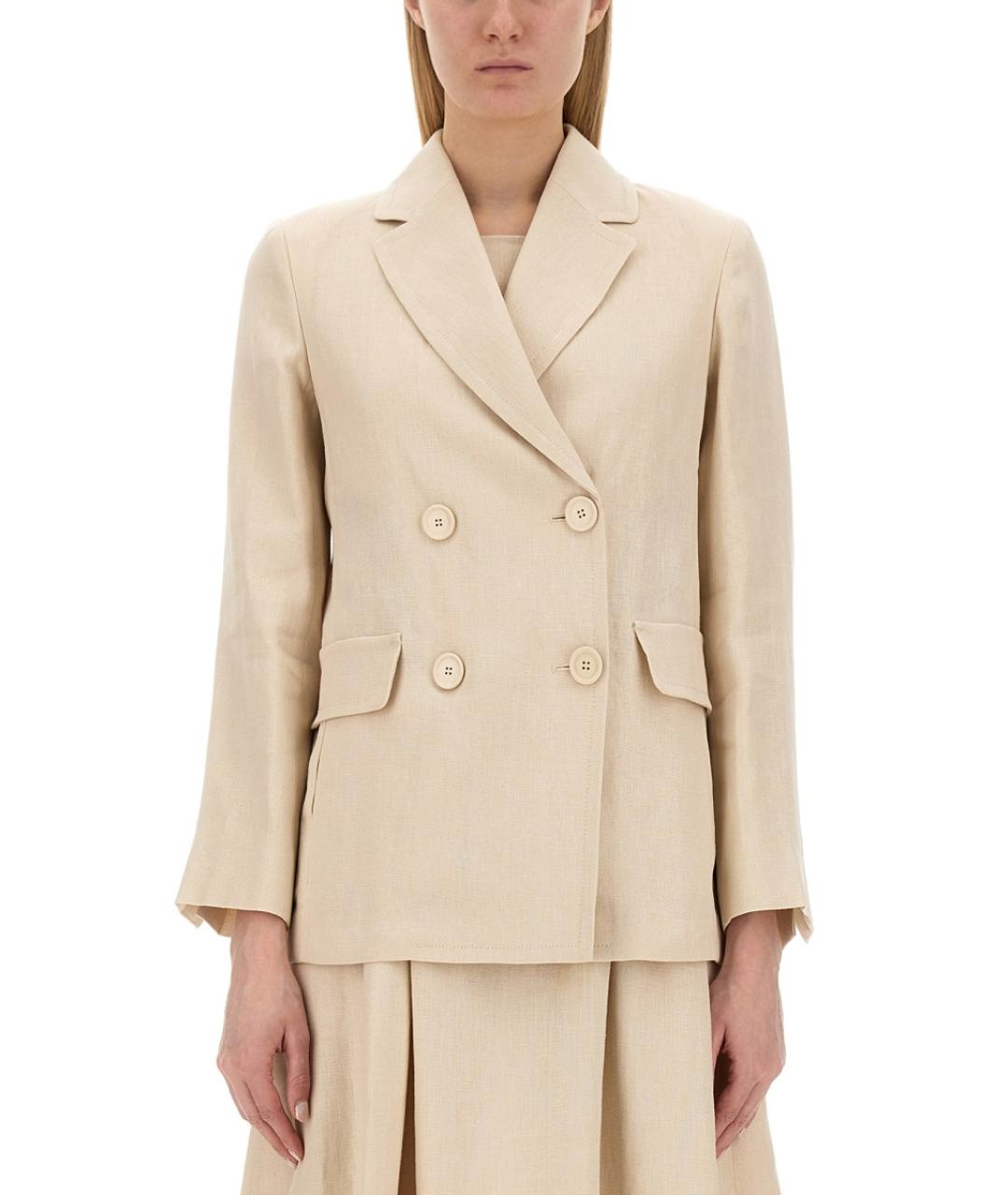 'S MAX MARA Бежевый льняной жакет/пиджак, фото 2