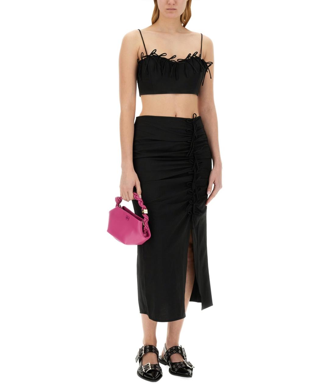 GANNI Черная вискозная майка, фото 3