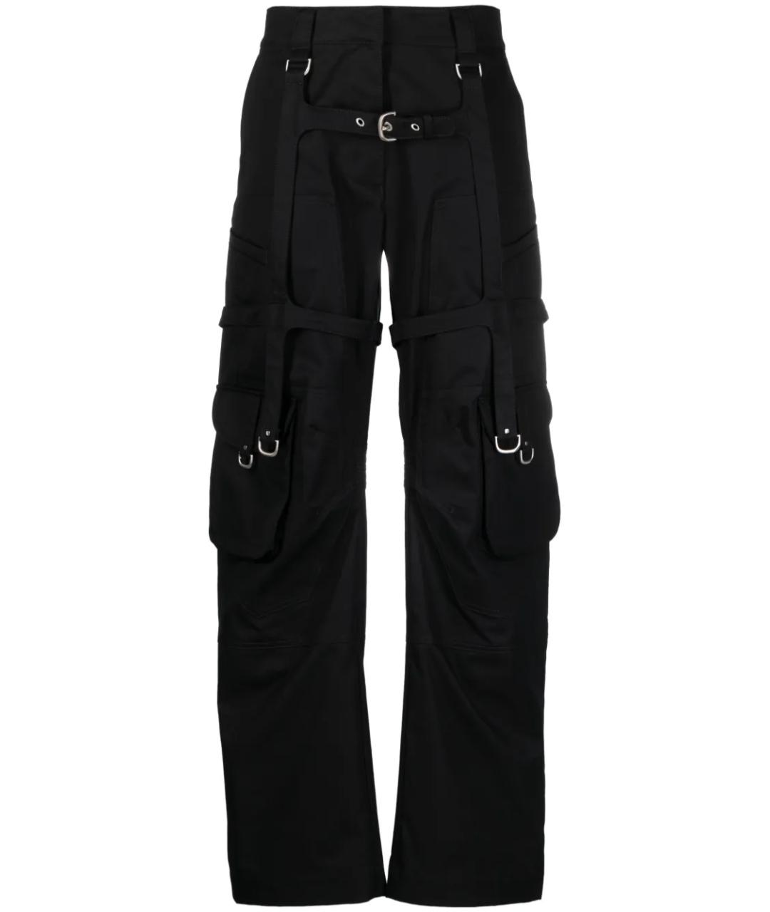 OFF-WHITE Черные хлопковые прямые брюки, фото 1