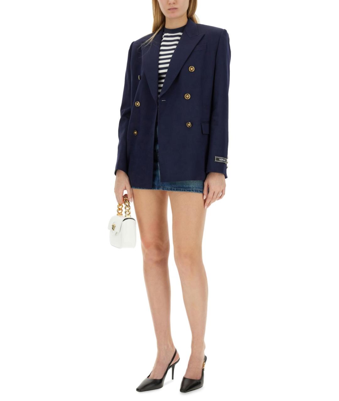 VERSACE Синий шерстяной жакет/пиджак, фото 3