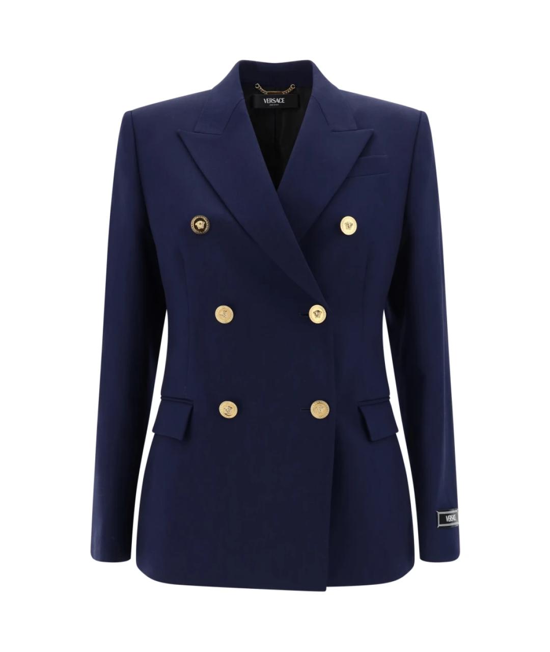 VERSACE Синий шерстяной жакет/пиджак, фото 1