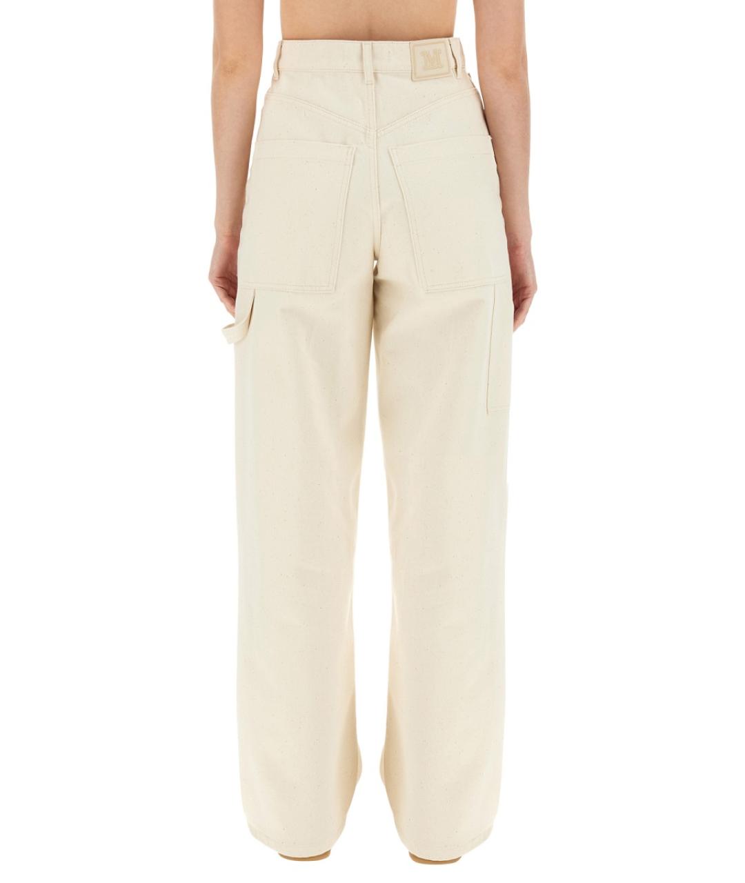 MAX MARA Белые хлопковые прямые джинсы, фото 3