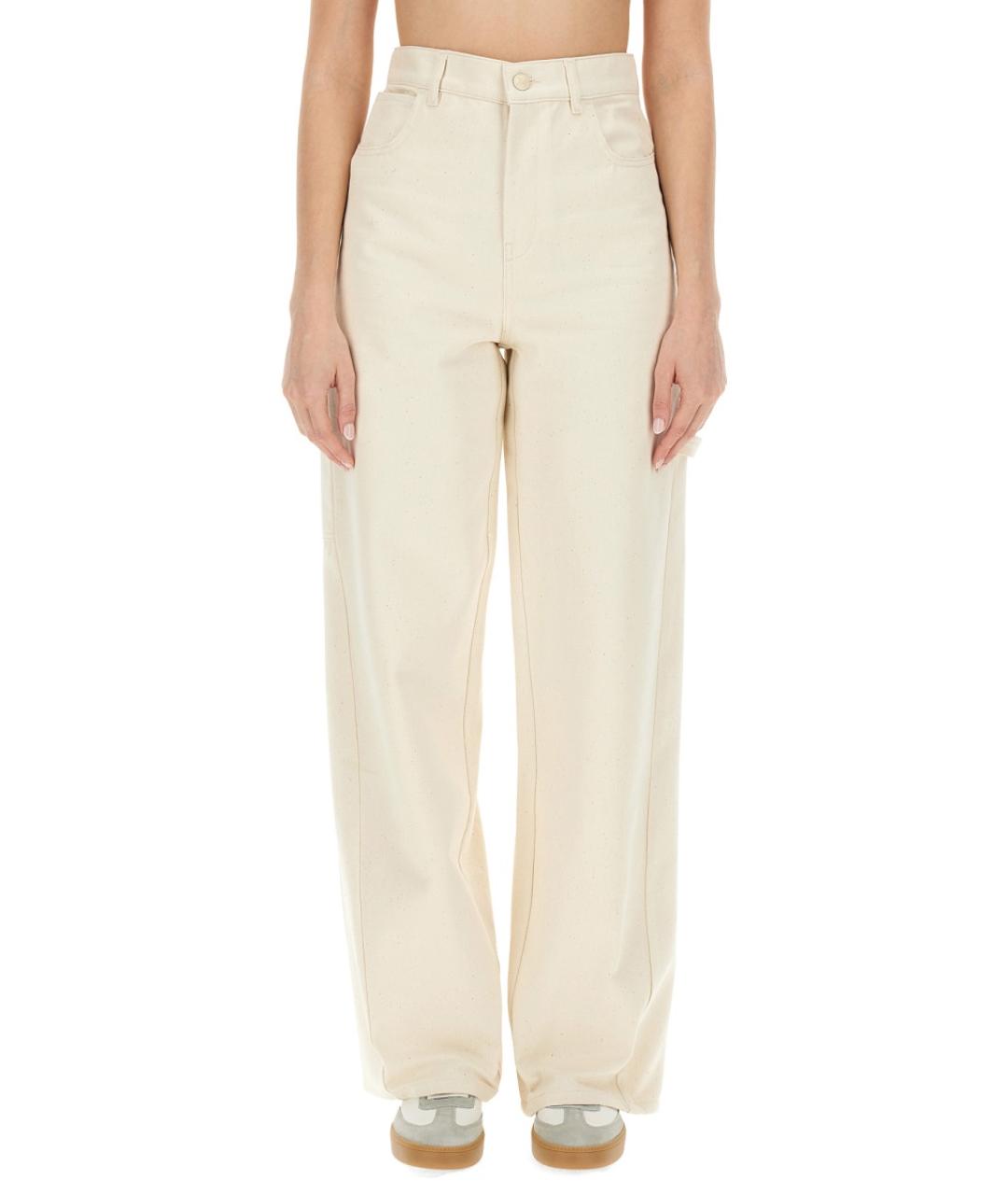 MAX MARA Белые хлопковые прямые джинсы, фото 5