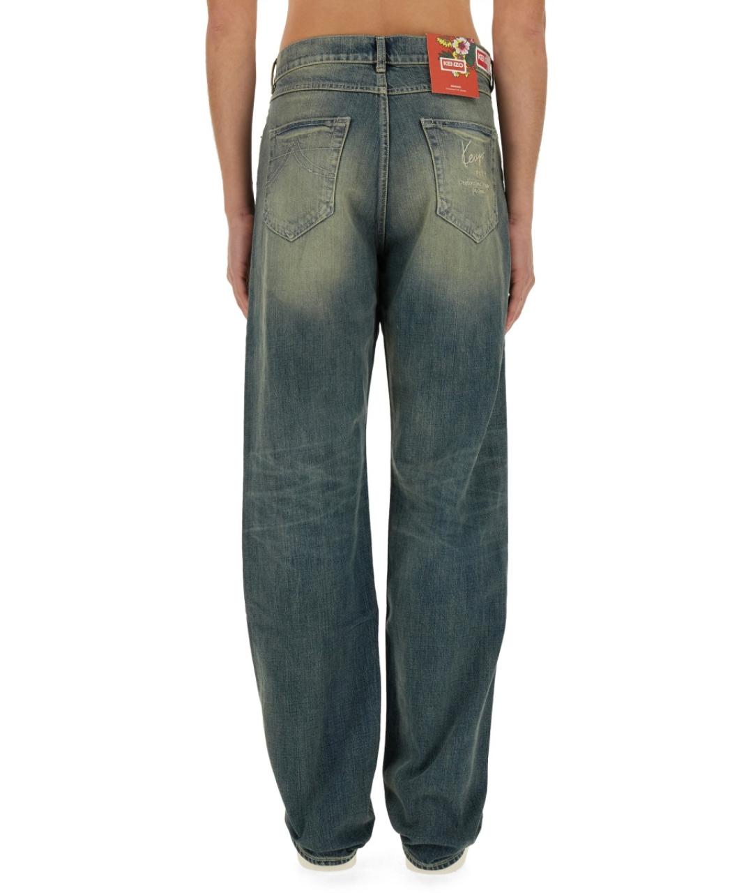 KENZO Синие хлопковые прямые джинсы, фото 4