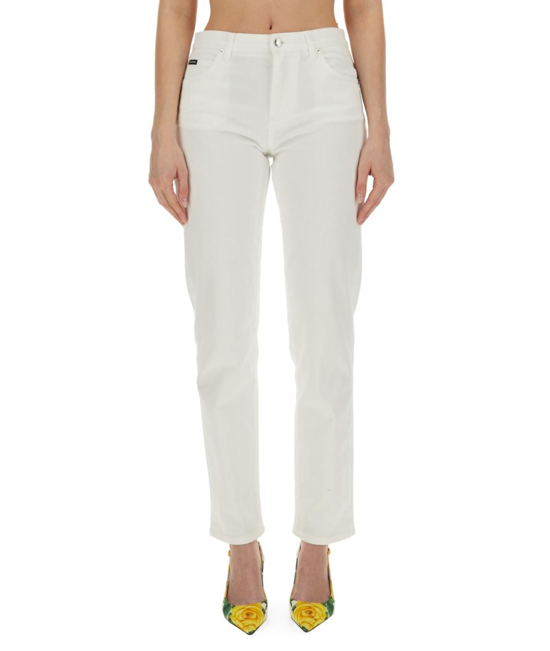 DOLCE&GABBANA Белые хлопковые прямые джинсы, фото 2