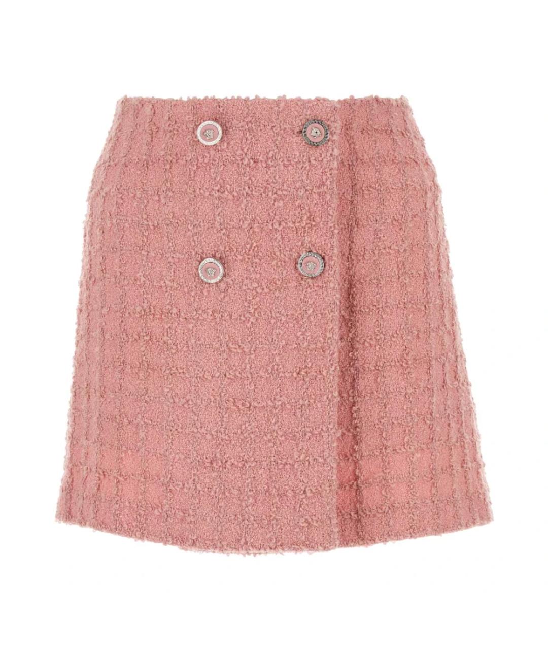 VERSACE Розовая шерстяная юбка мини, фото 1