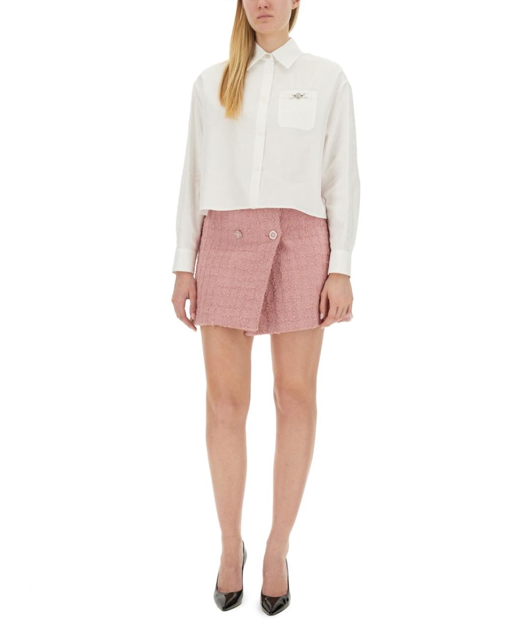 VERSACE Розовая шерстяная юбка мини, фото 3