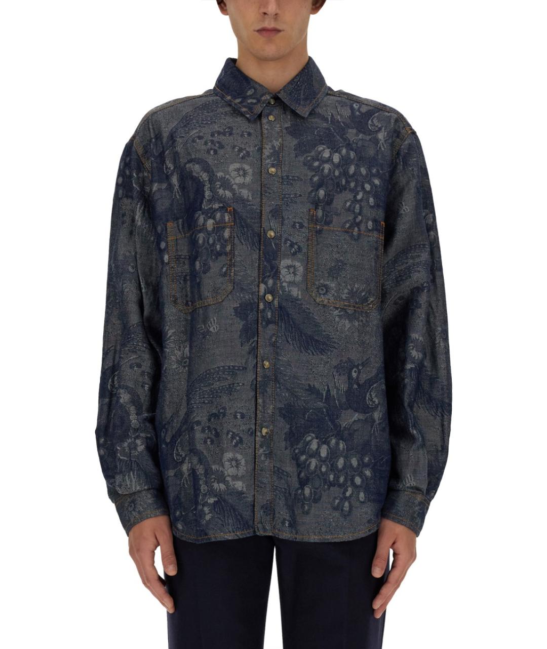 ETRO Синяя хлопковая кэжуал рубашка, фото 2