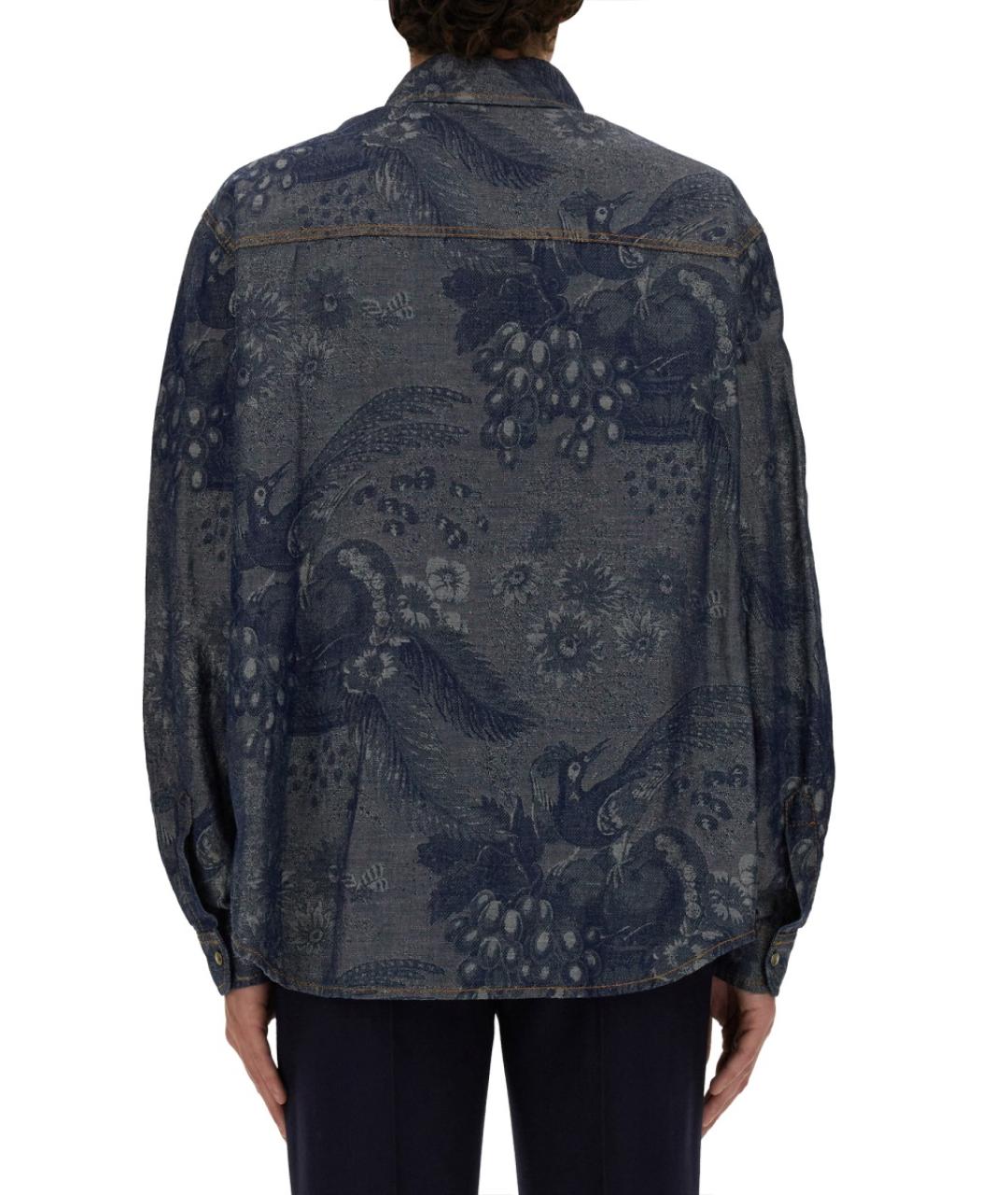 ETRO Синяя хлопковая кэжуал рубашка, фото 4