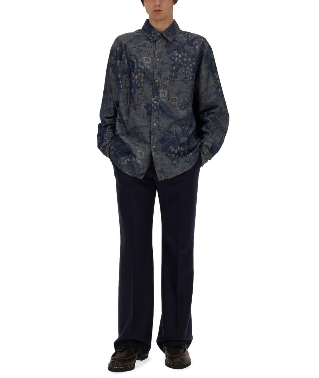ETRO Синяя хлопковая кэжуал рубашка, фото 3