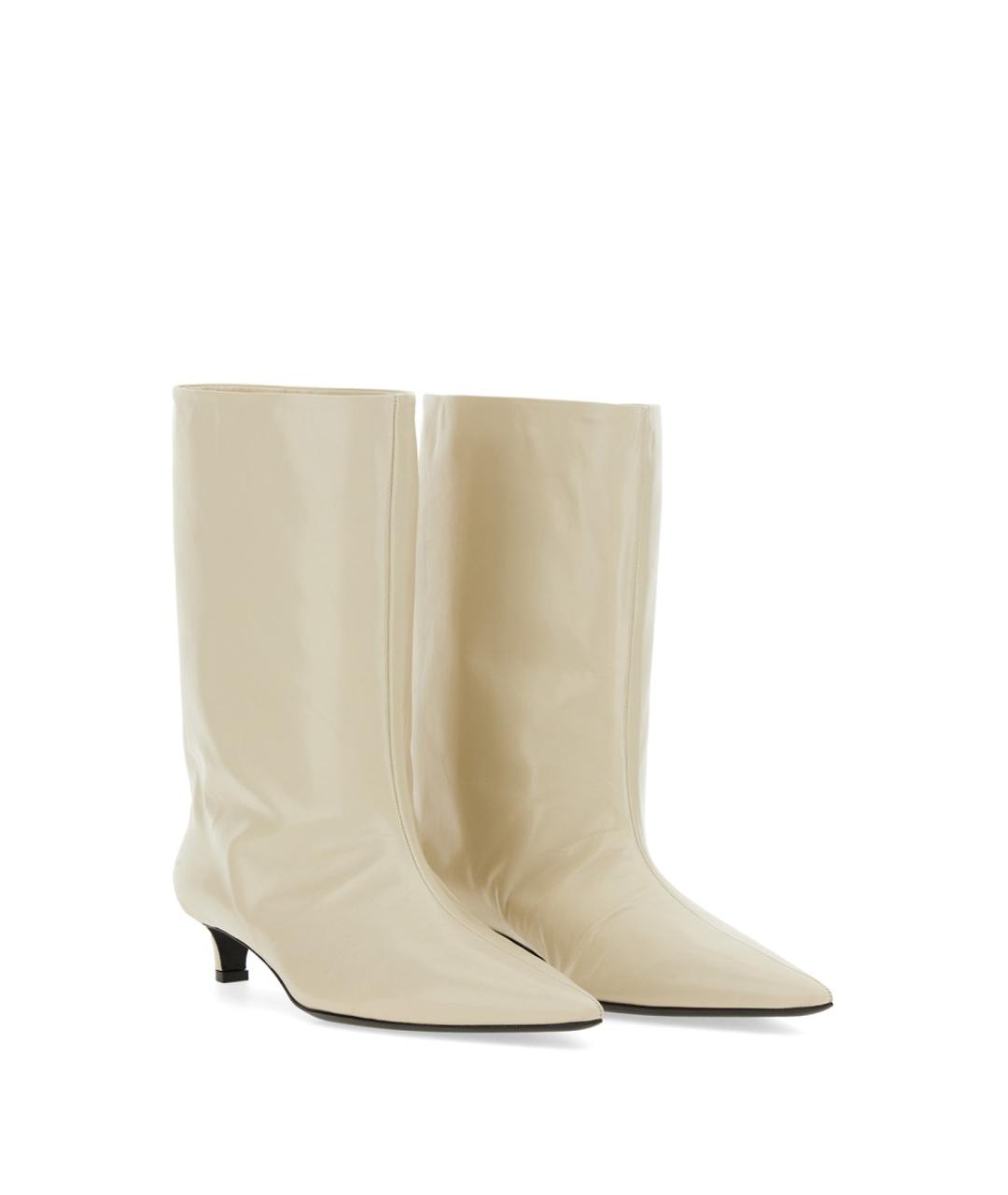 JIL SANDER Белые кожаные сапоги, фото 3