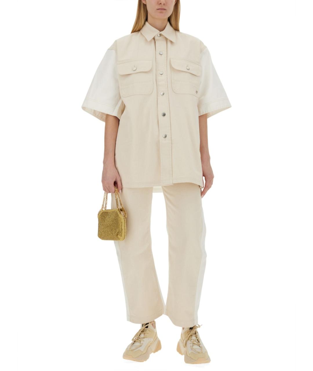 STELLA MCCARTNEY Белые хлопко-полиэстеровые прямые джинсы, фото 2