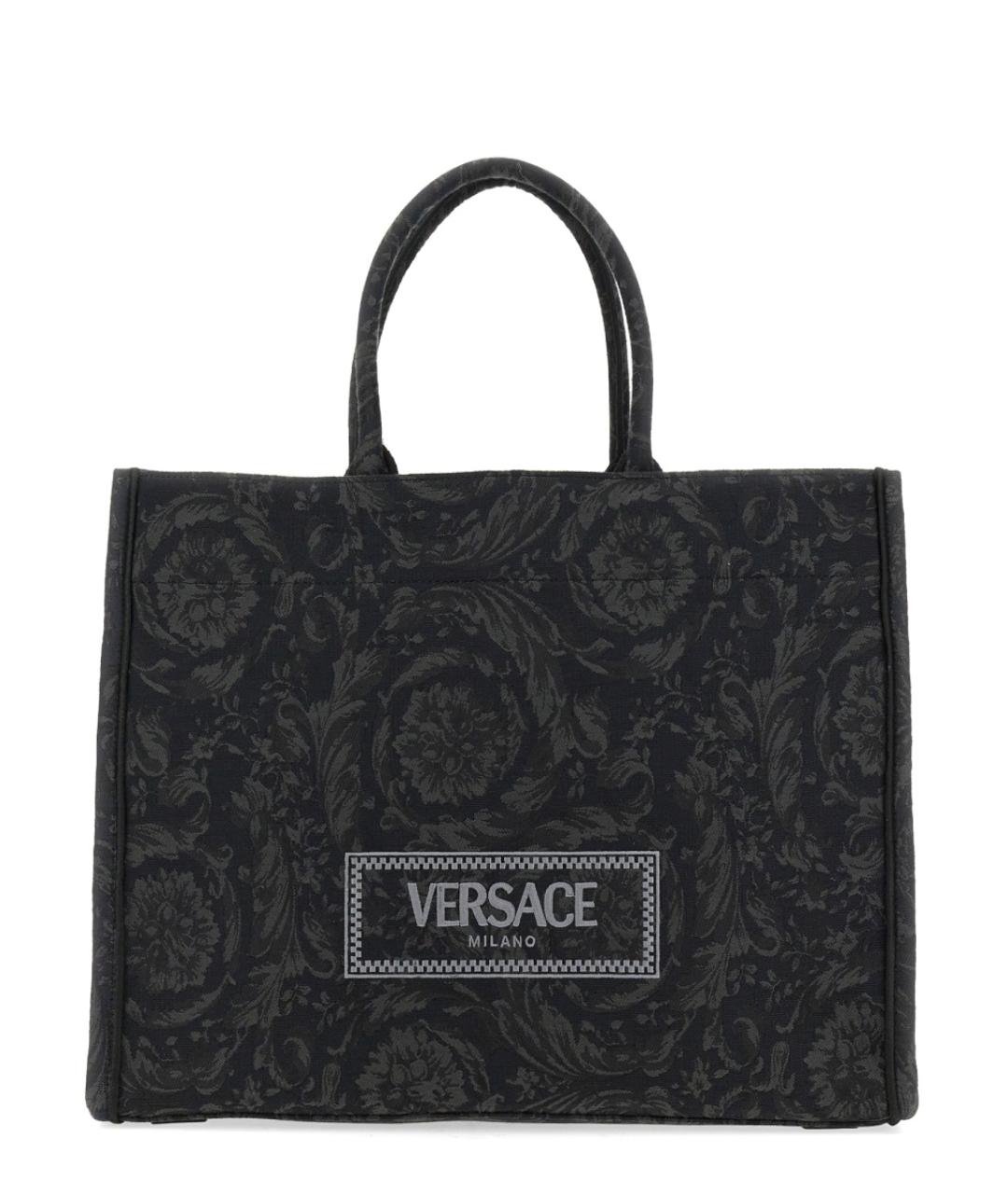 VERSACE Черная синтетическая сумка тоут, фото 1