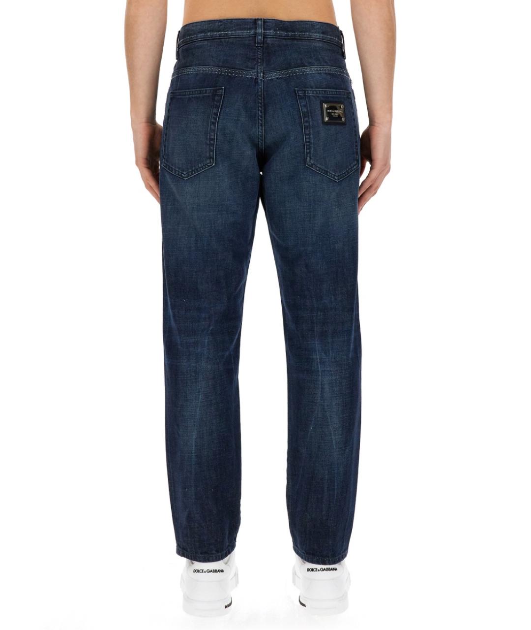 DOLCE&GABBANA Синие хлопковые прямые джинсы, фото 4