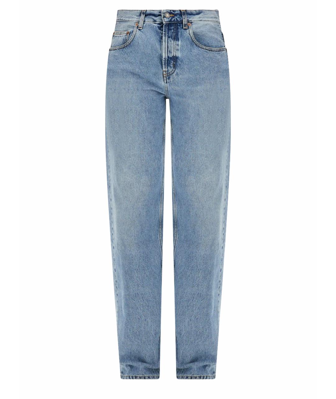 SAINT LAURENT Голубые хлопковые прямые джинсы, фото 1