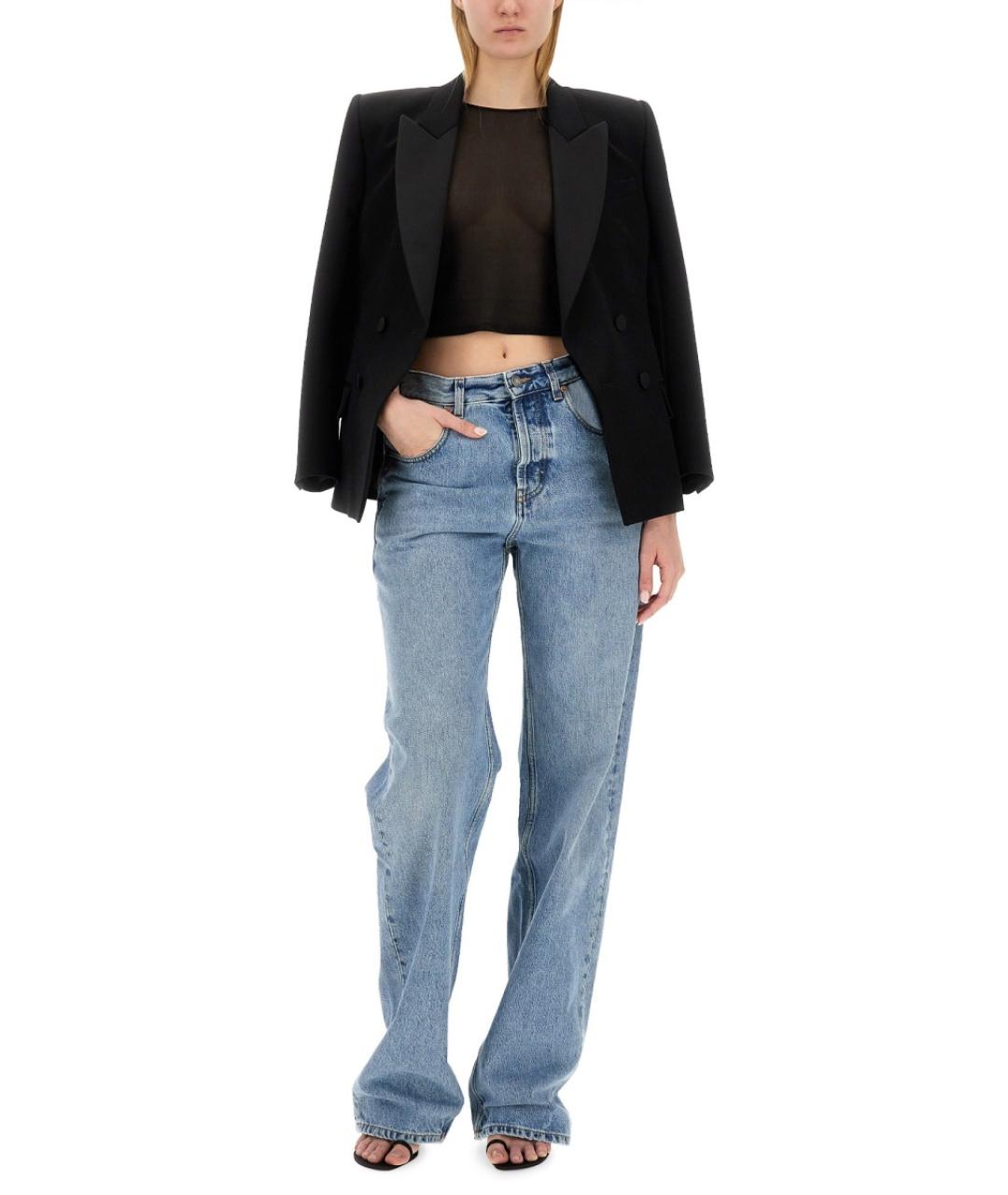 SAINT LAURENT Голубые хлопковые прямые джинсы, фото 2