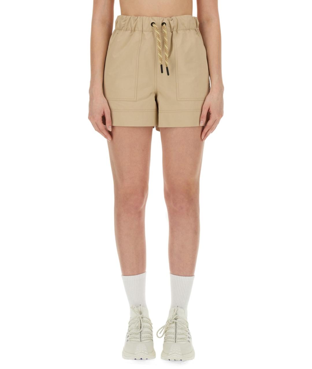 MONCLER GRENOBLE Бежевые полиэстеровые шорты, фото 5