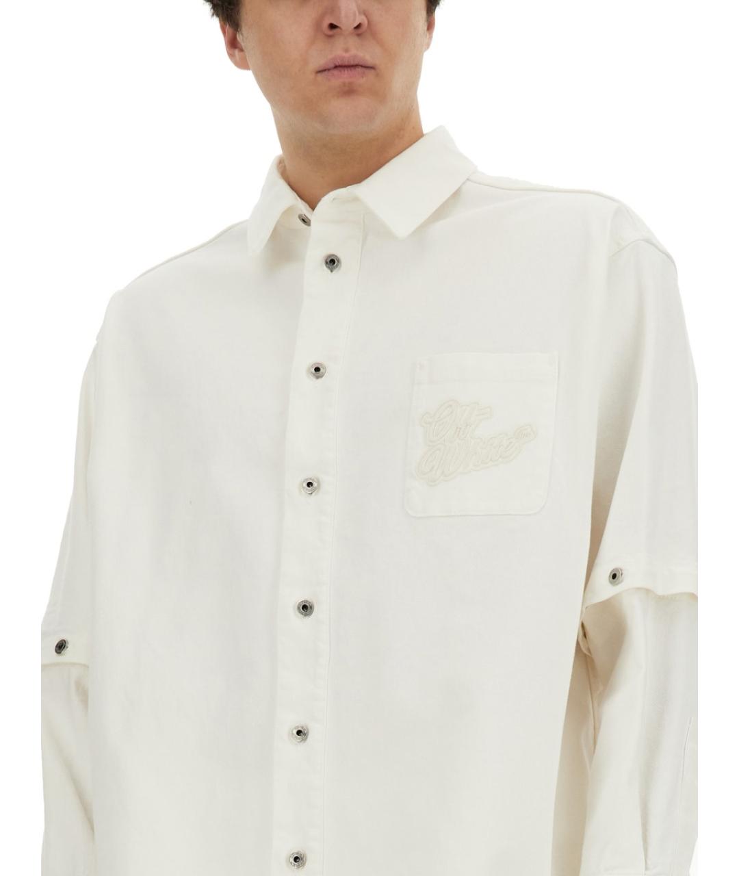 OFF-WHITE Белая хлопковая кэжуал рубашка, фото 5