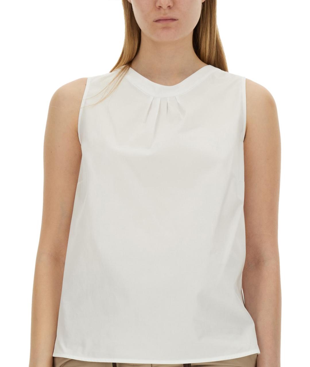 'S MAX MARA Белая хлопковая футболка, фото 3