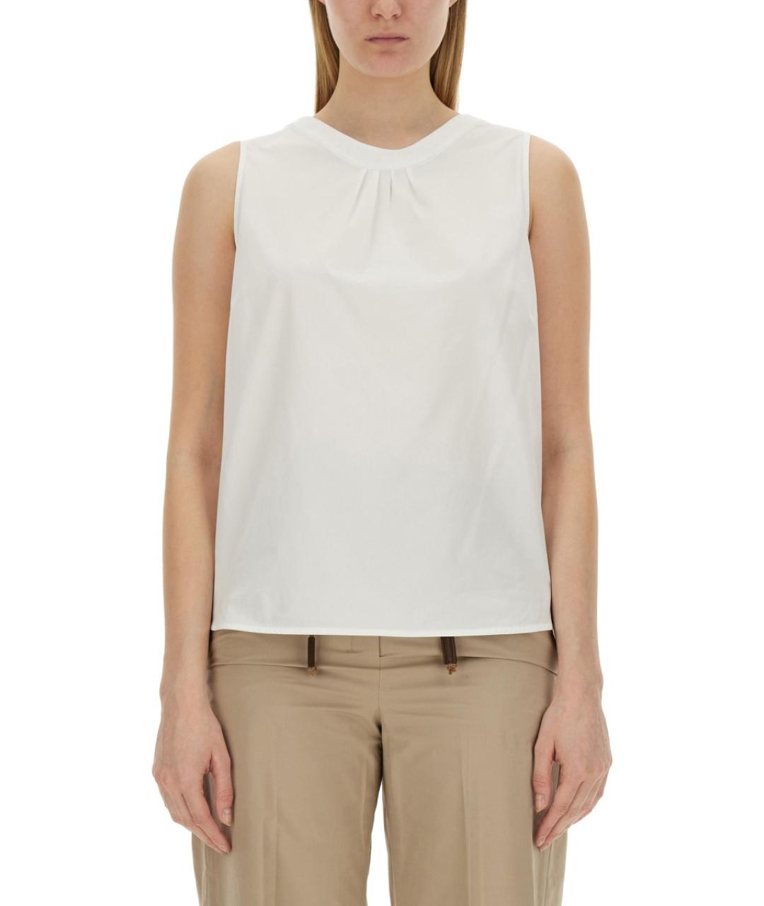 'S MAX MARA Белая хлопковая футболка, фото 4