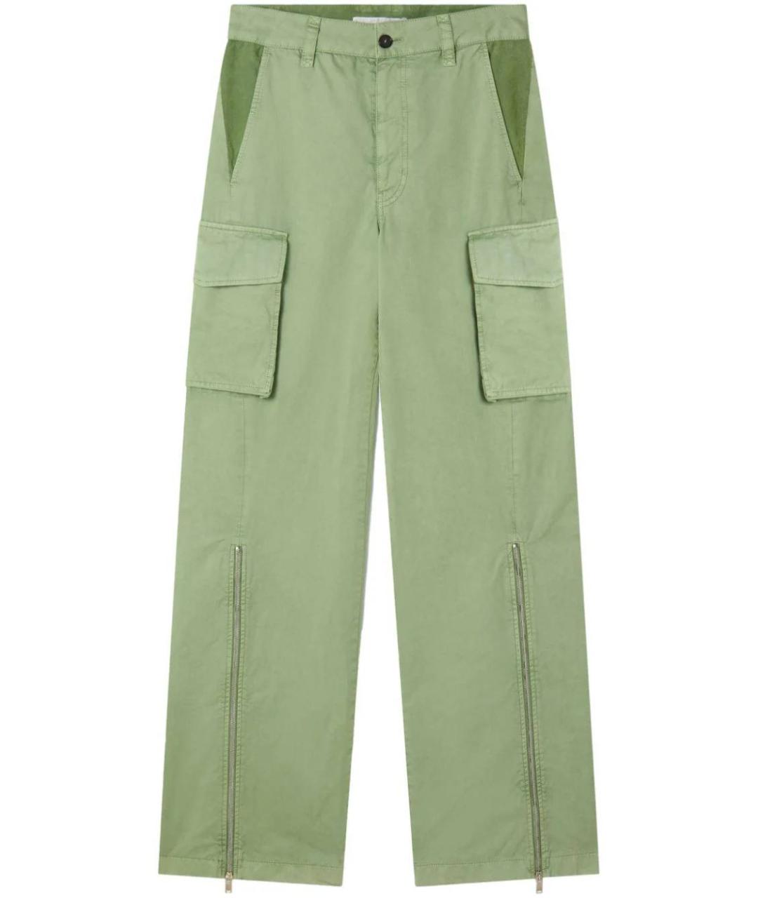 STELLA MCCARTNEY Хаки хлопковые прямые брюки, фото 1