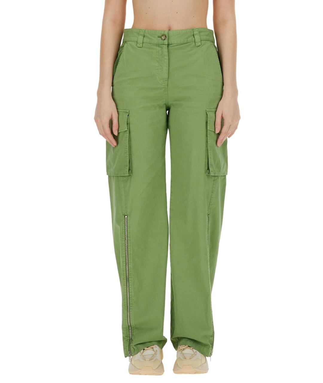 STELLA MCCARTNEY Хаки хлопковые прямые брюки, фото 2