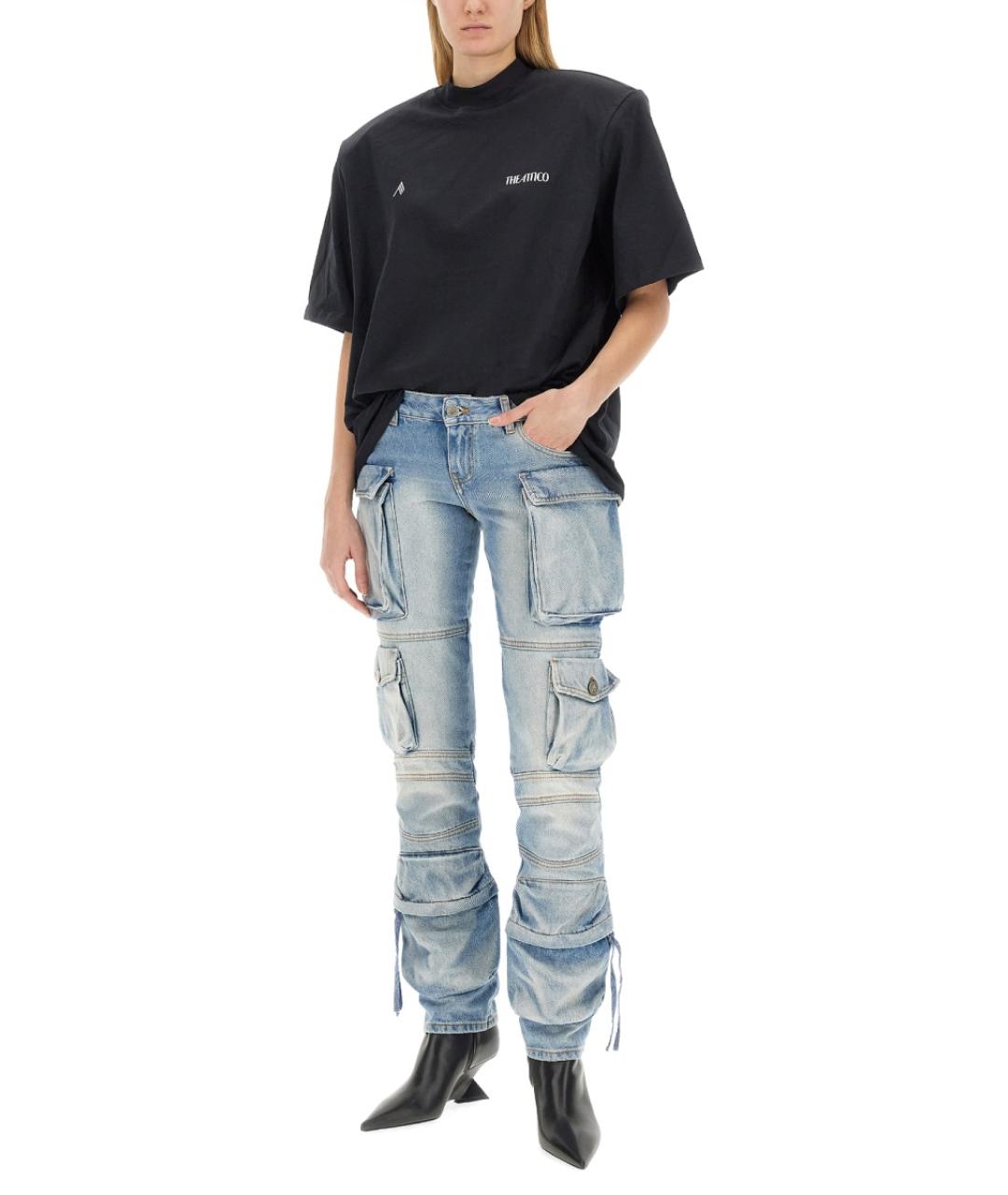 THE ATTICO Синие хлопковые прямые джинсы, фото 3